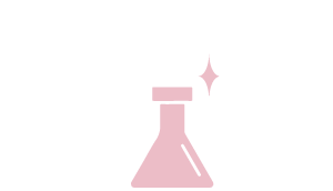 icono rosa de un frasco de laboratorio brillante que representa